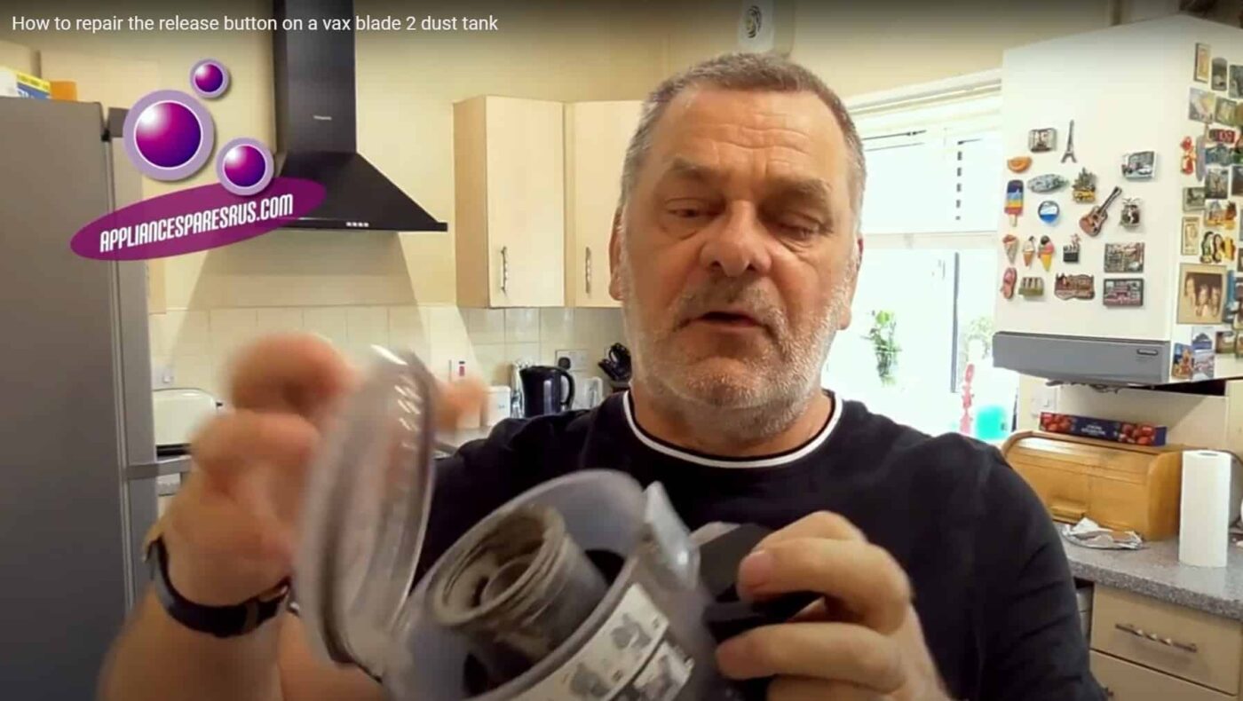 How to repair the release button on a vax blade-2 dust tank